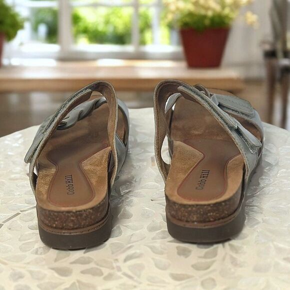 Cobb Hill May Leather Asymmetrical Slide Sandals Women’s 8 X Wide Sage Comfort - Picture 8 of 13